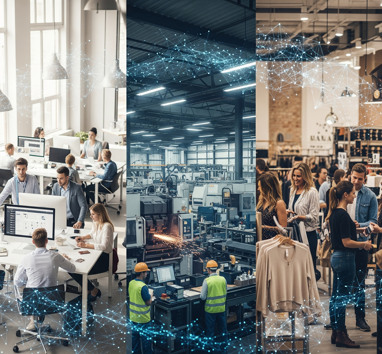 Various business sectors connected through integrated IT infrastructure solutions